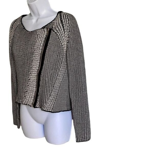 FunSport Black and White Sweater with Zipper Across Front Womens Medium - Picture 5 of 9